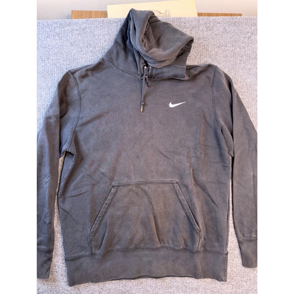 Nike Hoodie Mens Large Black‎ Faded Y2K Heavyweight Pullover Sweatshirt - Picture 2 of 7